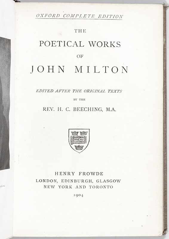 The Poetical Works Of John Milton. - Raptis Rare Books | Fine Rare And ...