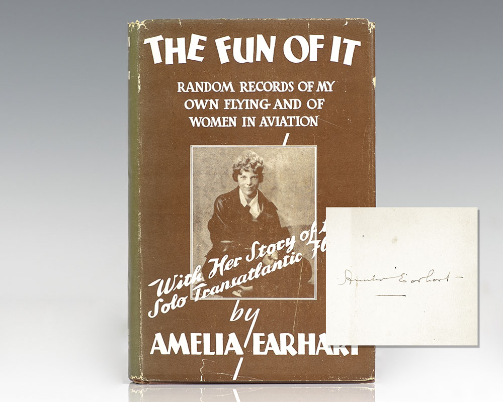 Amelia Earhart Photograph Signed Autograph   The Fun Of It Amelia Earhart First Edition Signed Rare Book Record 