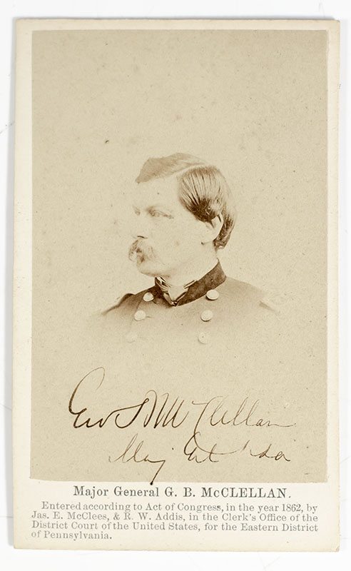 George B. McClellan Signed Carte-de-Visite. - Raptis Rare Books | Fine ...