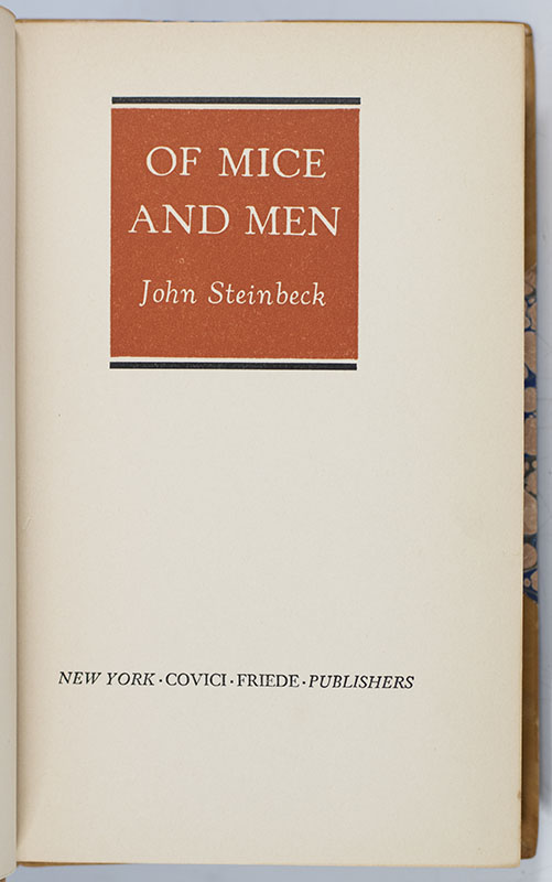 Of Mice And Men John Steinbeck Early Printing Rare