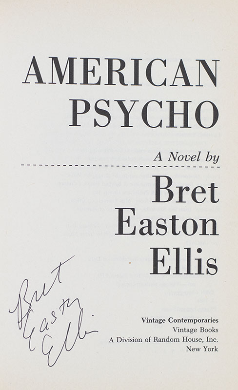 American Psycho Bret Easton Ellis First Edition Signed