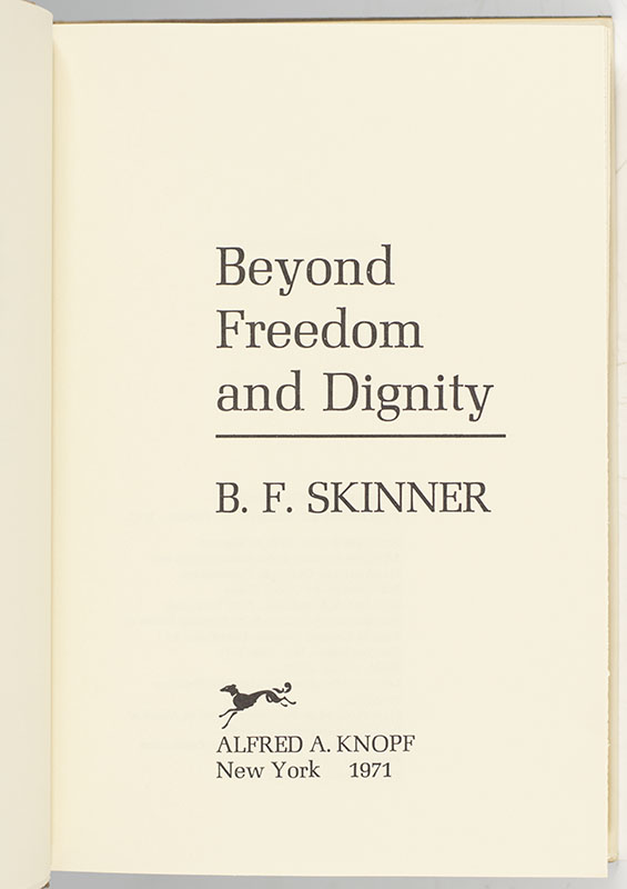 Beyond Freedom And Dignity. - Raptis Rare Books | Fine Rare And ...