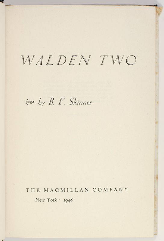 Walden Two. - Raptis Rare Books | Fine Rare And Antiquarian First ...