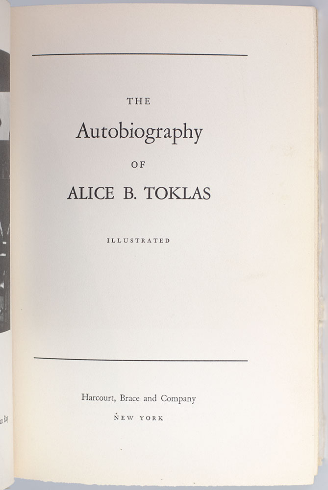 The Autobiography Of Alice B. Toklas Gertrude Stein First Edition