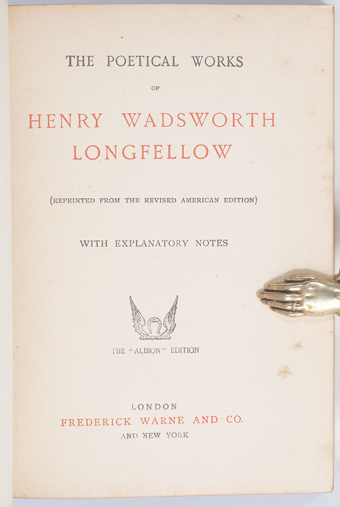 The Poetical Works Of Henry Wadsworth Longfellow. - Raptis Rare Books ...