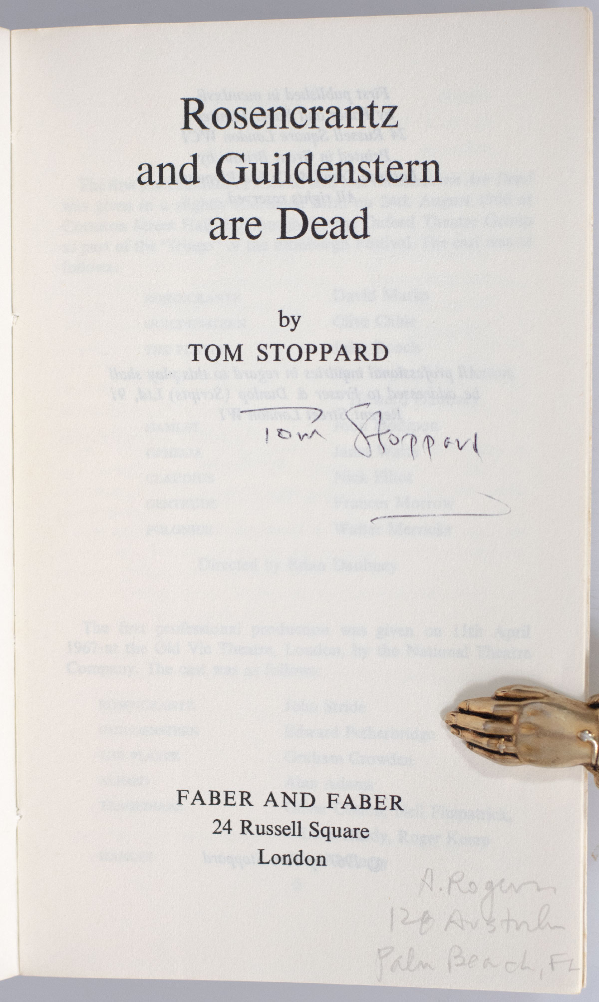 Rosencrantz And Guildenstern Are Dead Tom Stoppard First Edition Signed