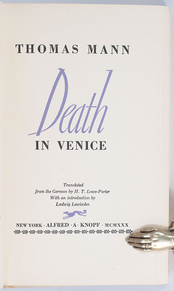 Death In Venice Thomas Mann First Edition Signed