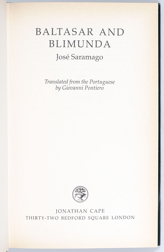 Baltasar And Blimunda Jose Saramago First Edition Signed