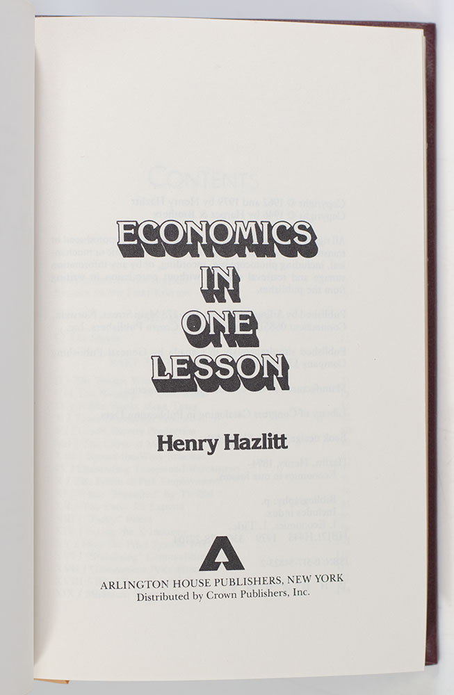 Economics In One Lesson Henry Hazlitt First Edition Rare Book