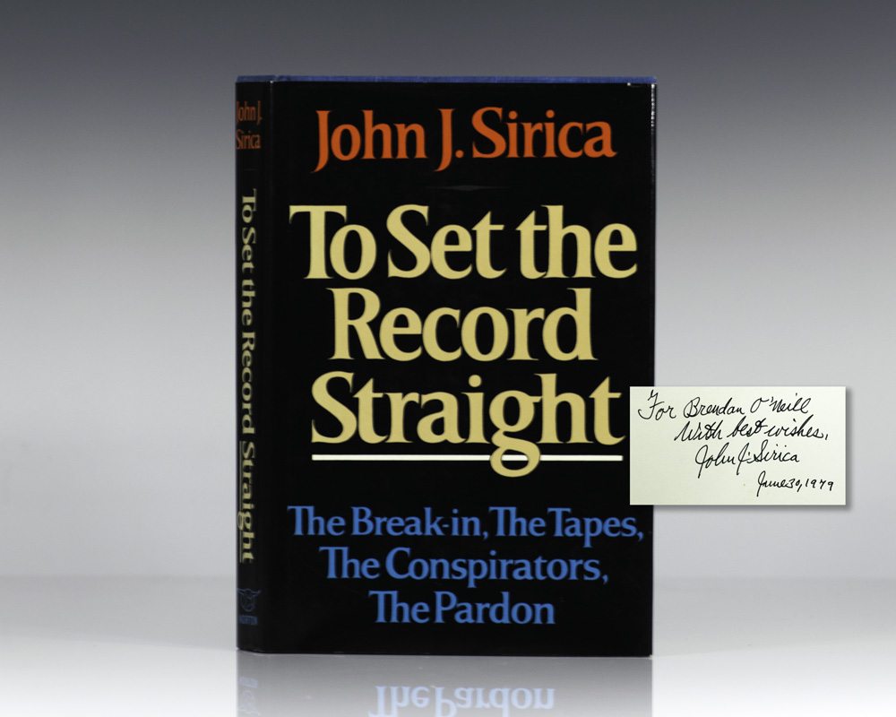 To Set The Record Straight John Sirica First Edition Signed Watergate