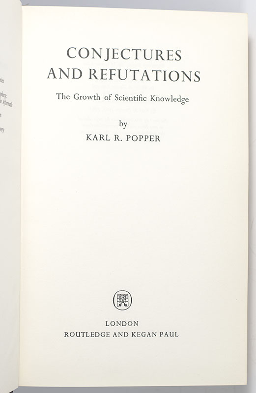 Conjectures And Refutations Karl Popper First Edition Signed