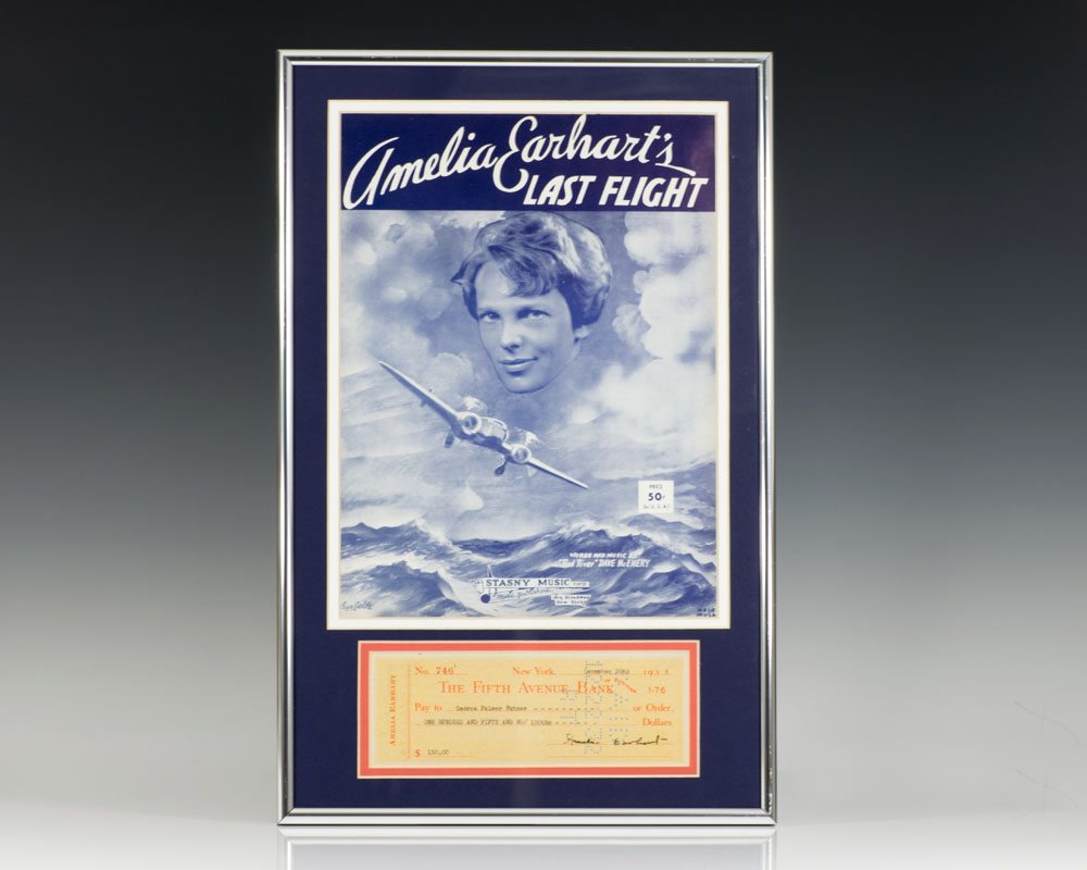 Amelia Earhart First Edition Signed   Amelia Earhart Signed Check 