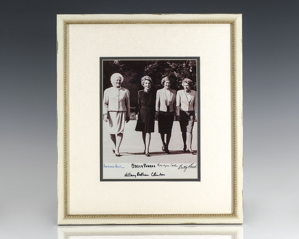 Five First Ladies Signed Photograph Barbara Bush Nancy Reagan Rosalyn Carter Betty Ford And