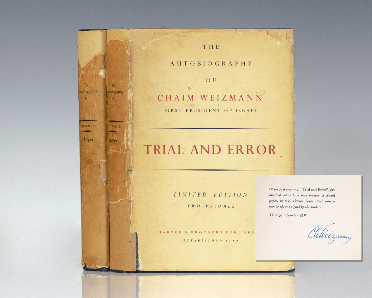 Trial and Error Chaim Weizmann first edition signed