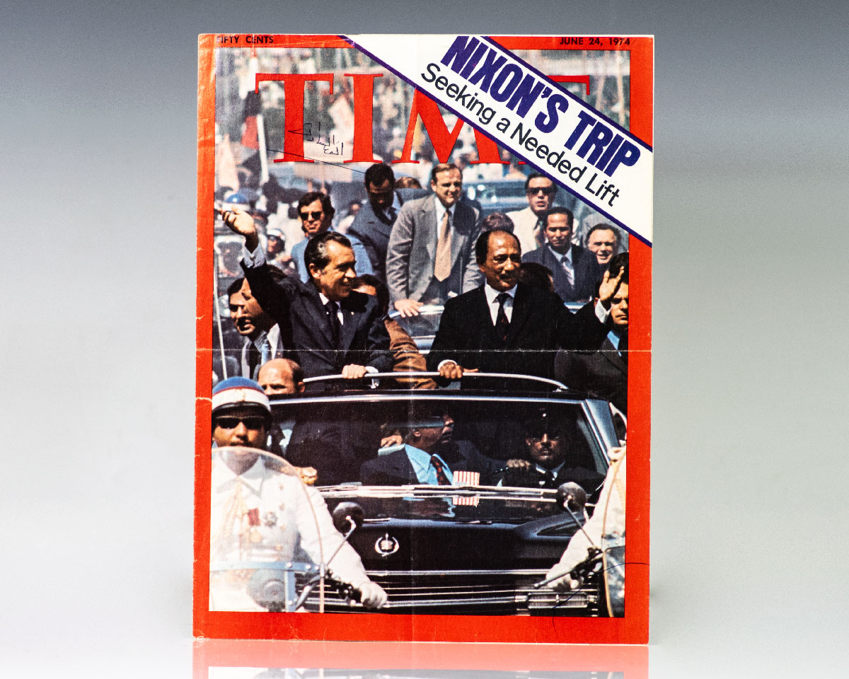 Anwar Sadat Signed Time Magazine Cover. Raptis Rare Books Fine Rare