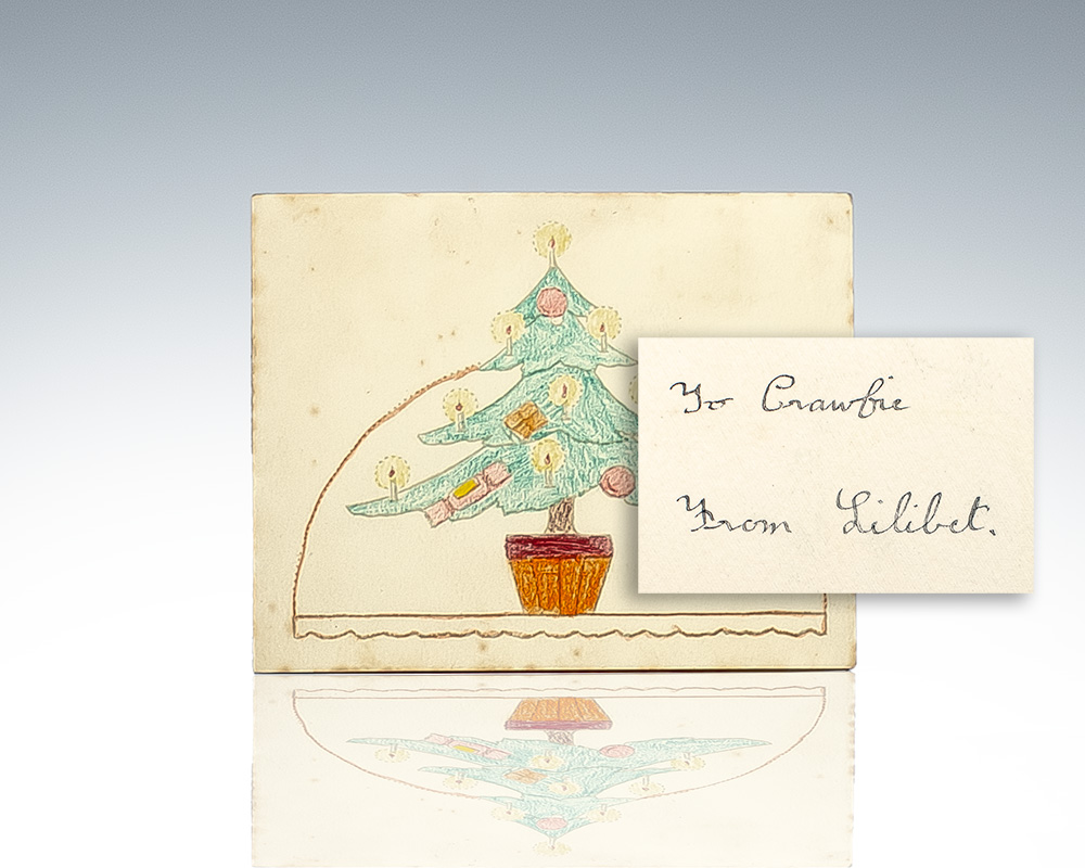 Queen Elizabeth II Hand-Drawn and -Colored Christmas Card - Raptis Rare ...